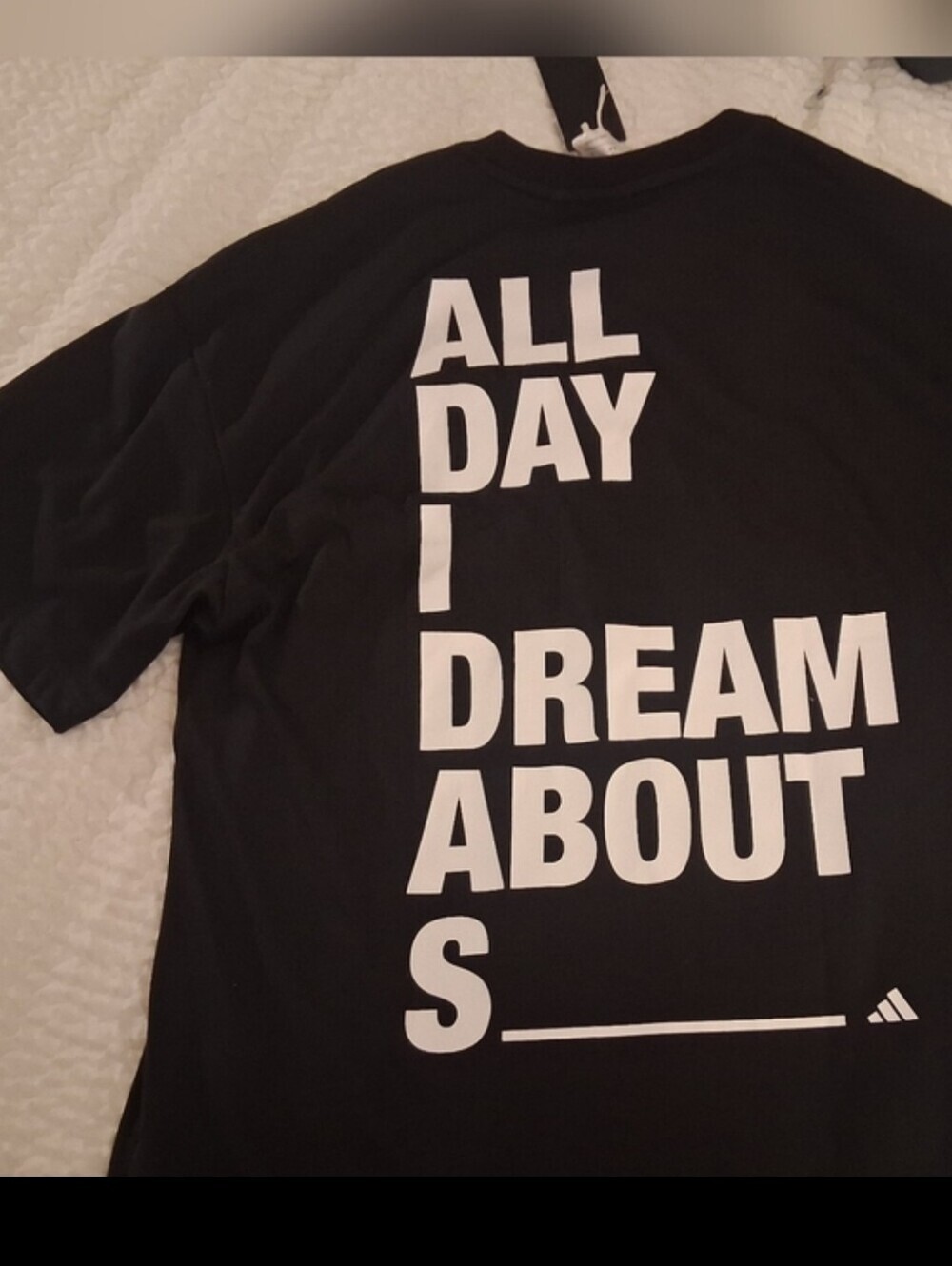 adidas Black Short Sleeve Crew T-Shirt with White Logo